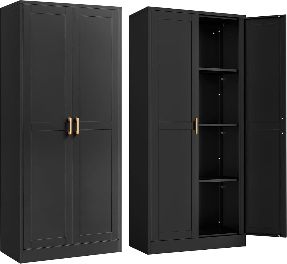 Steeloong 60"Metal Pantry Storage Cabinet with Doors & 4 Adjustable ...