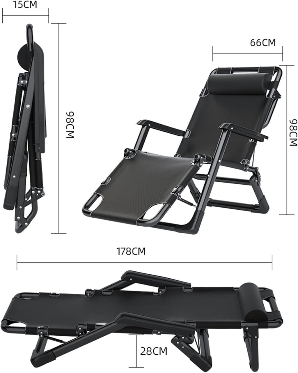 Oversized Gravity Chair, XL Lounge Chairs for Outside, Folding Reclining Camping Chair for Deck, Yard, Porch,