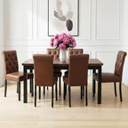 PU Leather Dining Chairs Set of 4 Upholstered Dining Room Chairs Modern Tufted Accent Chairs Wooden Parsons Side Chairs for Home Kitchen Resturant, Brown