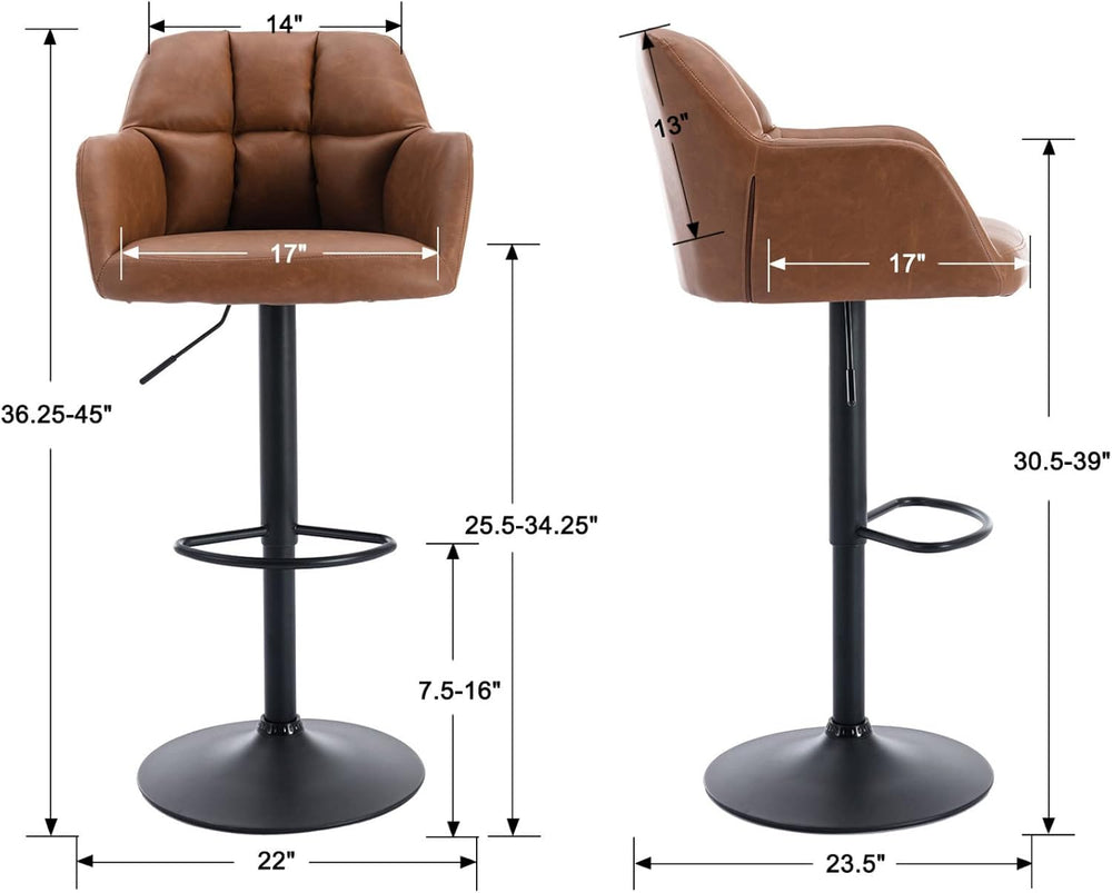EALSON Modern Swivel Bar Stools Set of 2 Leather Counter Height Barstools wit...