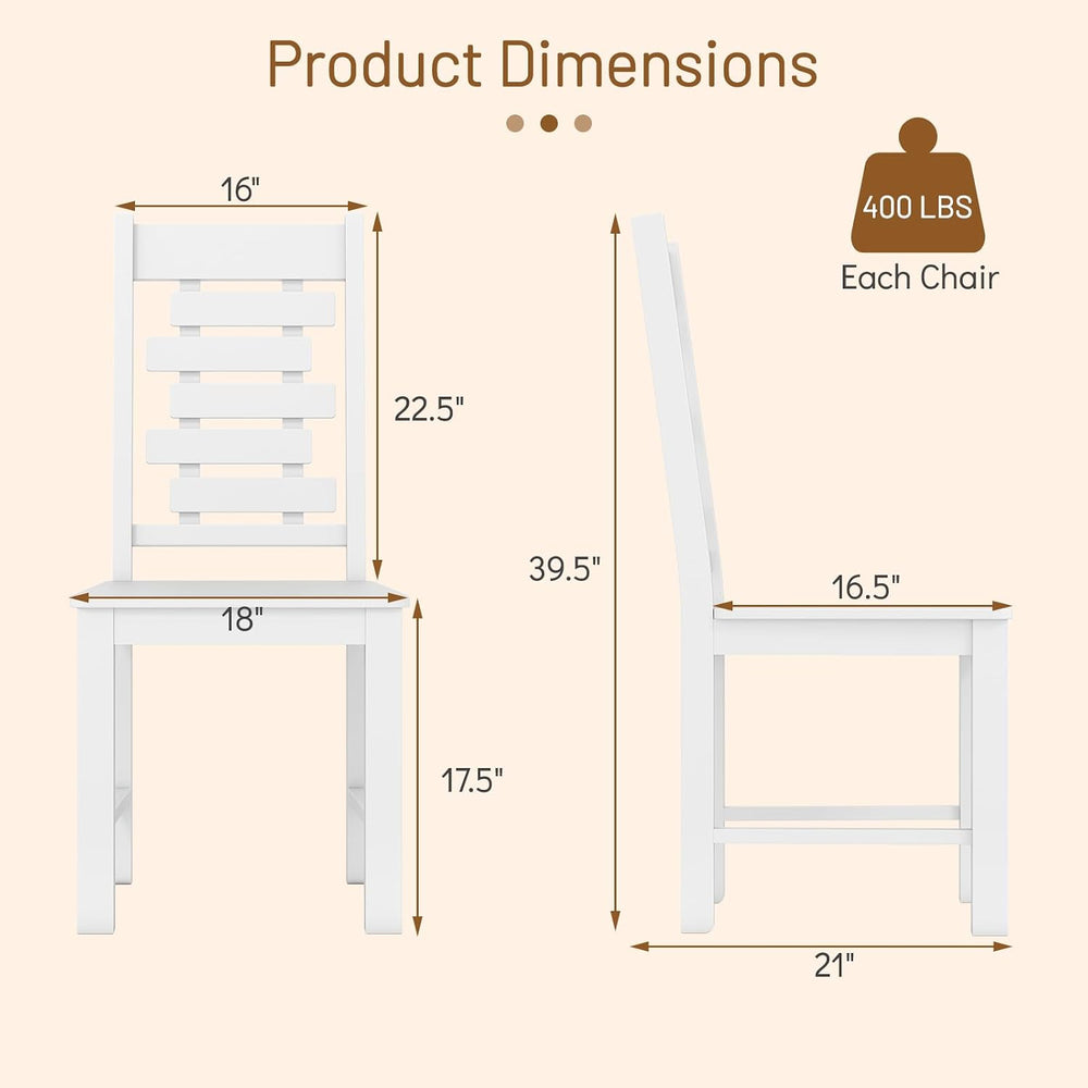 Giantex Wooden Dining Chairs Set of 4, 100% Solid Rubber Wood Kitchen Chair w...