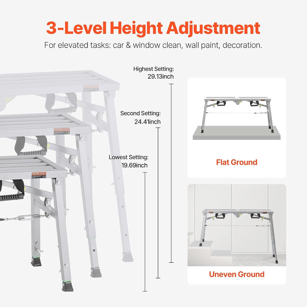 VEVOR Work Platform, 39"x 12" Portable Scaffolding Platform, Foldin...
