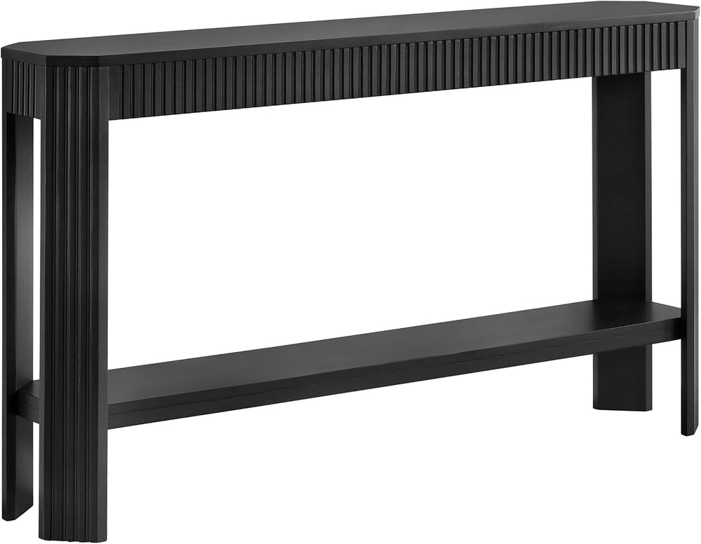 Alaterre Furniture Fluted Solid Wood Console Table, Black, 56”x12”x32” | Mode...