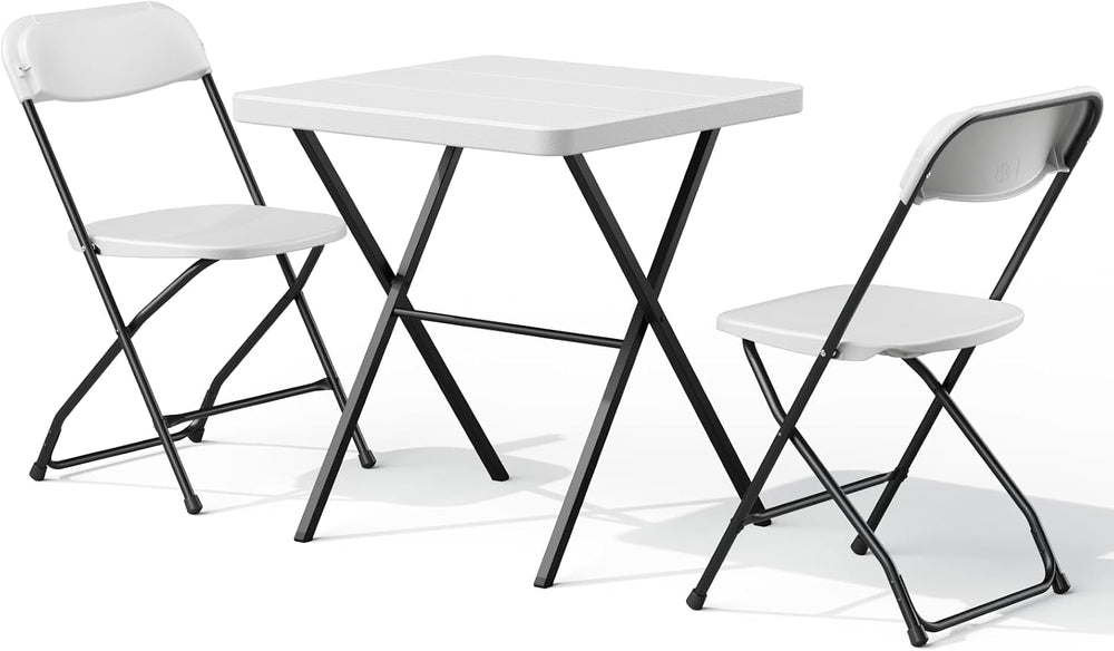 Folding Table and Chairs Set for 2, No Assembly Portable Event Table and Chai...
