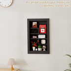 Solid Wood 14 X 24 Recessed Medicine Cabinet,3-Tier, Medicine Cabinet Organizer,Wall Niche, Bathroom Wall Cabinet, Recessed Bathroom Cabinet, Bathroom Cabinet with Storage Black