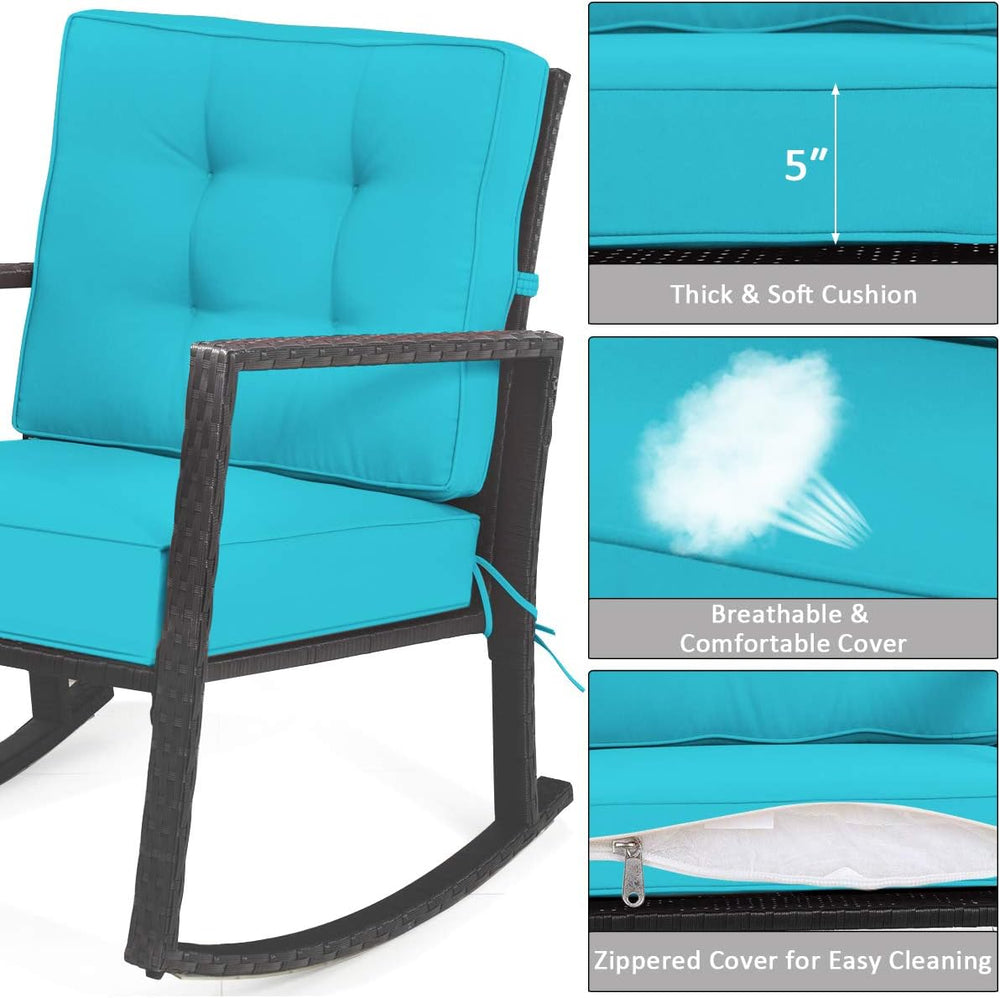 HAPPYGRILL Wicker Rocking Chair, Outdoor Patio Glider Chair with Heavy-Duty F...