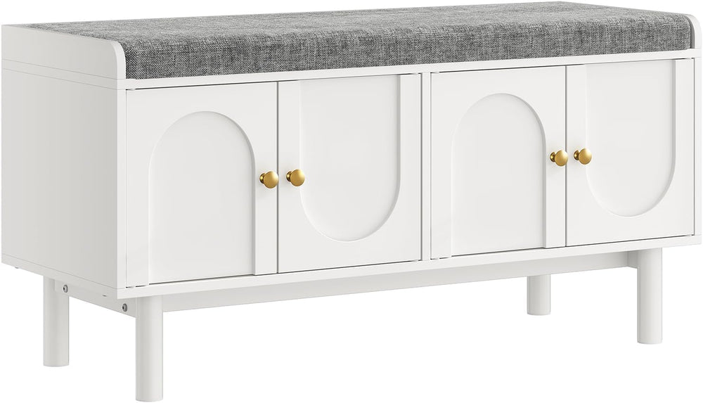 Shoe Storage Bench, 2-Tier Entryway Bench with Cushion, 15" D x 39.4&quo...