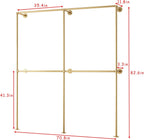 Gold Pipe Clothing Racks Wall Mount Gold Clothes Rack, Heavy Duty Industrial Pipe Clothes Racks Retail Display Hanging Rod for Closet Storage, Laundry Room