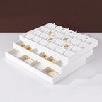 White PU Leather Jewelry Display Tray for Long Chain Pendant Necklace Organizer Display Showcase Jewelry Storage Tray