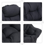 HollyHOME Fabric Lazy Chair with Foldable Ottoman, Accent Comfy Lounge Arm Chair and Folding Footrest Stool Set, Leisure Sofa Reading Chair and Footstool for Living Room, Bedroom, Dorm, Matte Black