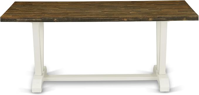 East West Furniture V077EL207-5 5 Piece Dinette Set for 4 Includes a Rectangle Dining Room Table with V-Legs and 4 Gray Linen Fabric Upholstered Parson Chairs, 40x72 Inch, Multi-Color