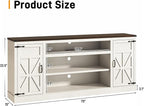 75" Farmhouse TV Stand with Power Outlets for 85 Inch TVs, 33" Tall Entertainment Center with Storage Cabinets w/Adjustable Shelves, Rustic Large TV Media Console, Rustic White