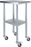 AmGood 18" Long x 24" Deep Stainless Steel Table with Casters