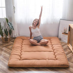 MAXYOYO Japanese Floor Mattress Futon Mattress, 4" Thicken Tatami Mat Sleeping Pad Foldable Roll Up Mat Boys Girls Dormitory Pad Kids Floor Lounger Pillow Bed, Charcoal Grey, Queen Size