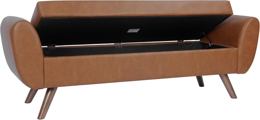 HomePop Modern Storage Bench with Wood Legs |Homepop Home Décor|Bench with St...
