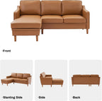 88" L-Shape Sofa, Faux Leather Sectional Couch, Mid Century Modern Couches with Solid Wood Frame for Living Room Bedroom