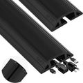 MYFAMIREA 20FT Floor Cord Cover Heavy Duty Cable Cover Protector 3 Channels Extension PVC Floor Wire Cover Outdoor Cord Hider Management Cord Cover for Wire on Floor Home Outdoor (2PCS 10FT, Black)