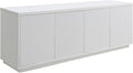Henn&Hart Fluted TV Stand for TVs up to 75" with 2 Concealed Ribbed Storage Cabinets and Adjustable Shelves for Living Room, Family Room, or Office, Cloud White