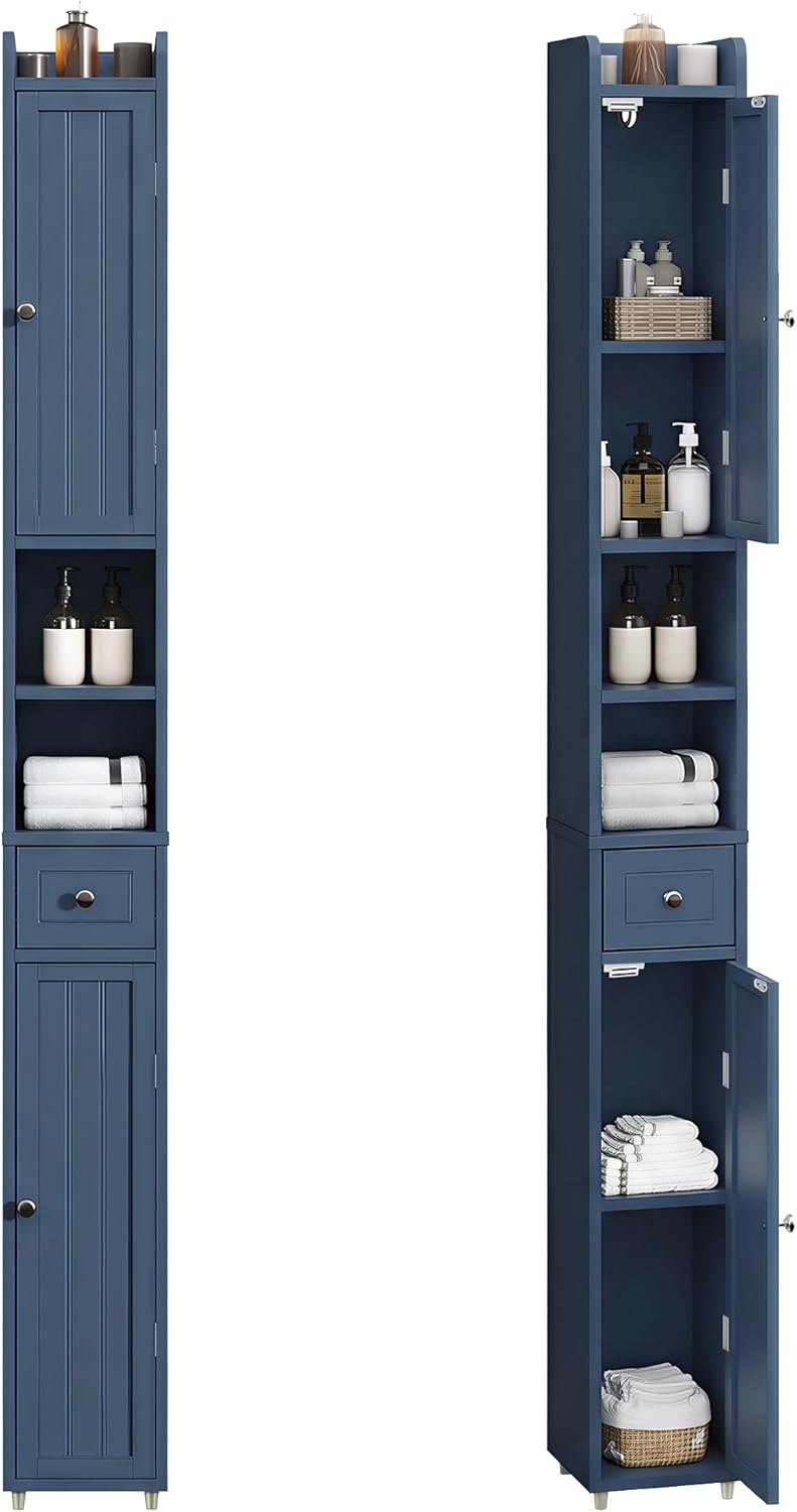 ChooChoo Narrow Bathroom Storage Cabinet with Adjustable Shelves, Tall Storag...
