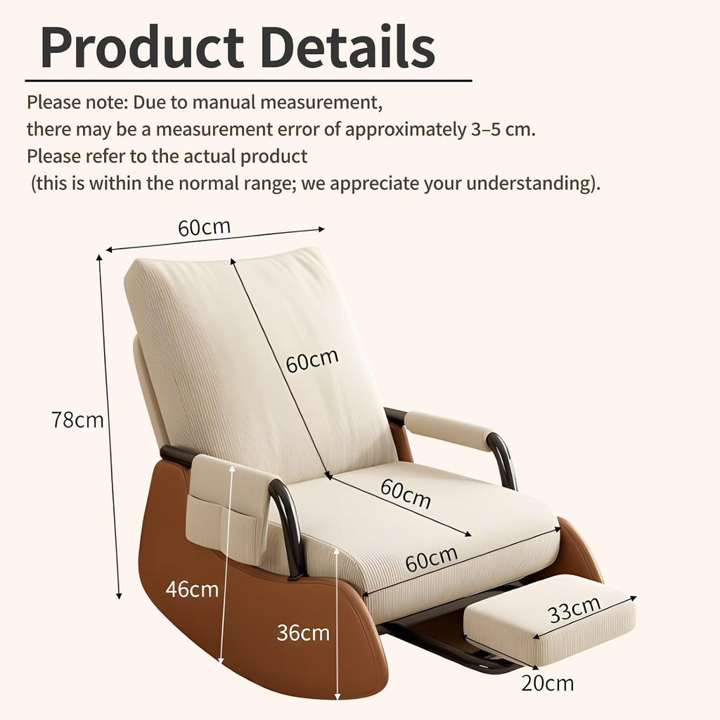 Nursery Glider Rocking Chair Rocking Chair with Foot Rest Nursery Chair, Wear Resistant Washable Corduroy Cover Ergonomic Foldable Stable Frame for Apartment Nursery