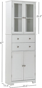 LUMISOL 67" Tall Kitchen Pantry Cabinet with Doors and Shelves, Modern Cupboard Storage Cabinet with Drawer, Kitchen Hutch for Living Room Dining Room Bathroom, White