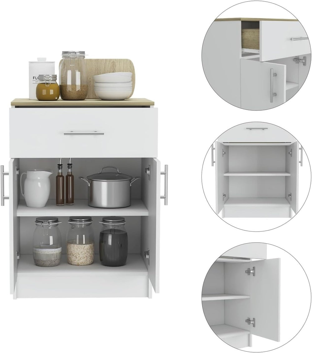 Pantry Cabinet, One Drawer, One Double Door Cabinet with Two Shelves,for Kitchen
