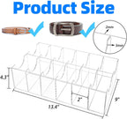 ZENFUN 12 Compartments Belts Storage Box, Acrylic Belt Organizer, Belt Container Storage Holder Clear Belts Display Case for Watch, Hair Accessories, Jewelry, Closet and Drawer