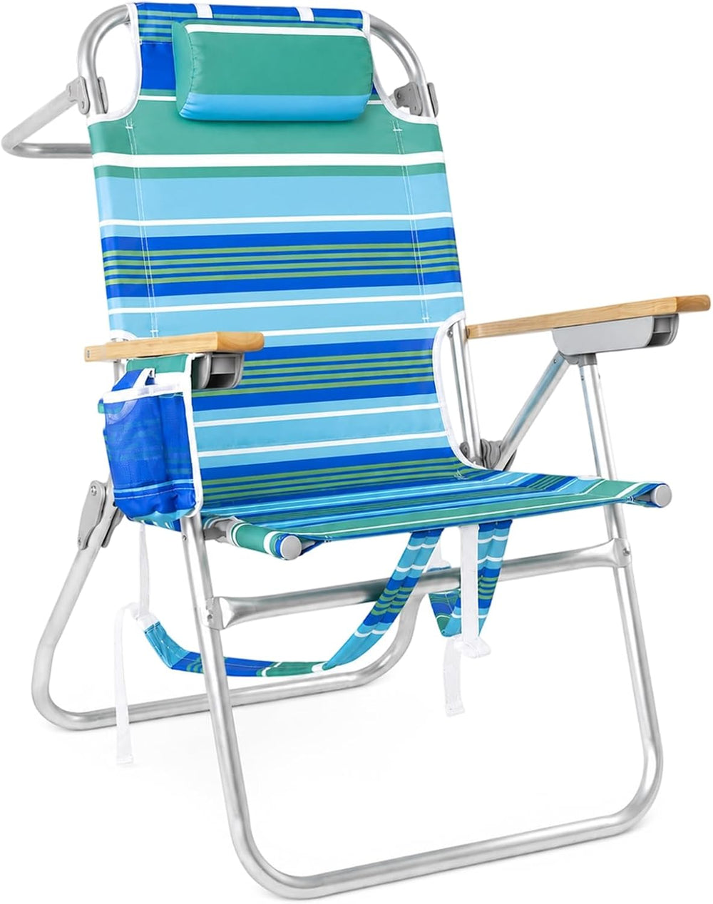 Backpack Beach Chair for Adults Capacity 300 LBS high 5 Position