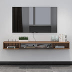 Pmnianhua Floating TV Console, 78'' Wall Mounted TV Stand for Bedroom & Livingroom - Walnut