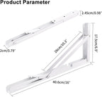 YUMORE Folding Shelf Brackets, 16 Inch Heavy Duty Collapsible Shelf Bracket, White DIY L Bracket for Workbench Folding Table Hinge, Max Load: 330lb, Pack of 2