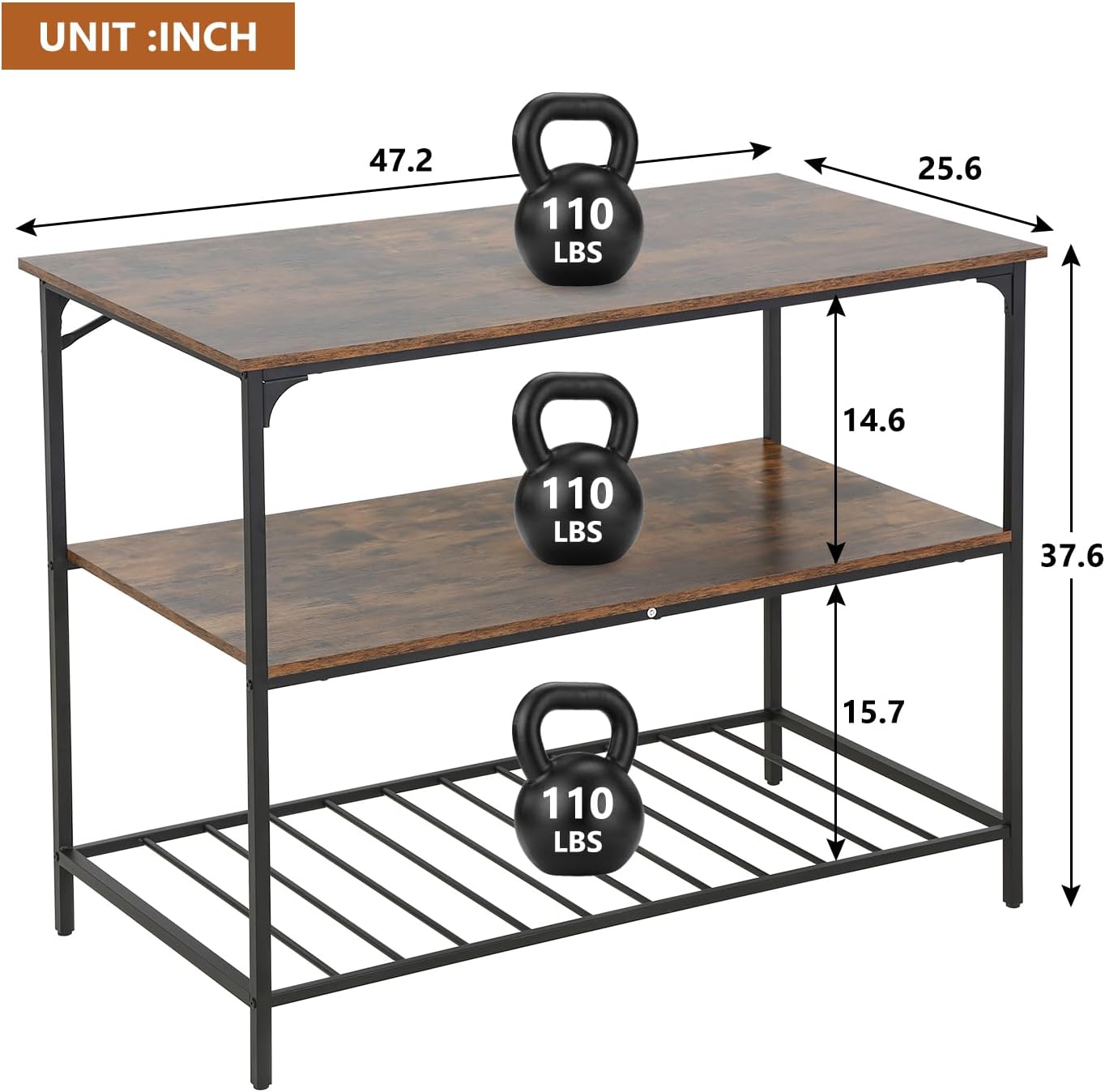 Large Kitchen Island with Storage,Solid Structure,Thick Board Top, for Kitchen,Coffee Shop,Restaurant,Living Room,Dining Room,Brown - Perfect for Small Kitchen Islands and Kitchen Shelves