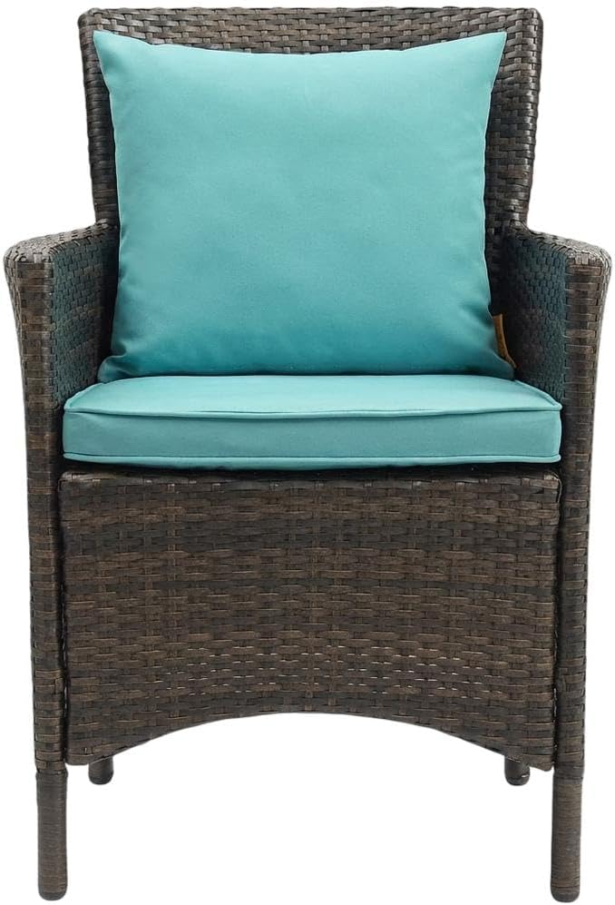 Brown Wicker Rattan Dining Armchair for Patio, Outdoor Lounge Furniture, Comf...
