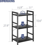 NUMENN 3 Tier Slim Bookshelf, Bookcase Shelf Storage Organizer, Modern Book Shelf for Bedroom, Living Room and Home Office, Black