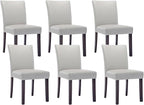 Watson & Whitely Dining Chairs Set of 6, Faux Leather Upholstered Armless Dining Room Chairs with Solid Wood Legs & Back Side Chair for Kitchen, Living Room, Restaurant, Light Grey