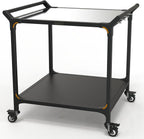 NUUK Grill Cart 32" x 32" Stainless Steel Pizza Oven Table with Double-Shelf Rolling Kitchen Island Cooking Station, Indoor & Outdoor Food Prep Cart