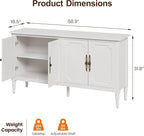RoyalCraft Buffet Sideboard Table Set of 2, 59'' Mid Century Modern Console Table, Media Cabinet with 4 Doors, Accent Cabinet Wood Sideboard, for Entryway, Living Room, Dining Room, Satin White
