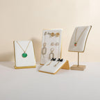 GemeShou White Necklace display stand, Velvet Jewelry necklace display holder for selling, small metal earring neck storage organizer, online jewelry photography props【White】