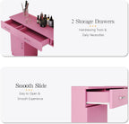 4ever2buy Salon Stations for Hair Stylist, Wall Mount Barber Station with Barber Cabinet, Hair Station Equipment Hair Dryer Holder, Drawers, Mirror not Included, Pink