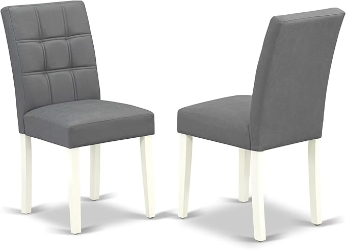 East West Furniture ANAS5-LWH-41 5 Piece Dining Table Set contain A Dinner Table and 4 Platinum Gray Polyester Fabric Kitchen Chairs with Stylish Back- Linen White Finish