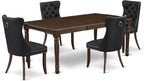 East West Furniture DODA5-MAH-12 5 Piece Dining Table Set Includes a Rectangle Wooden Table with Butterfly Leaf and 4 Polyester Fabric Upholstered Chairs, 42x78 Inch, Mahogany