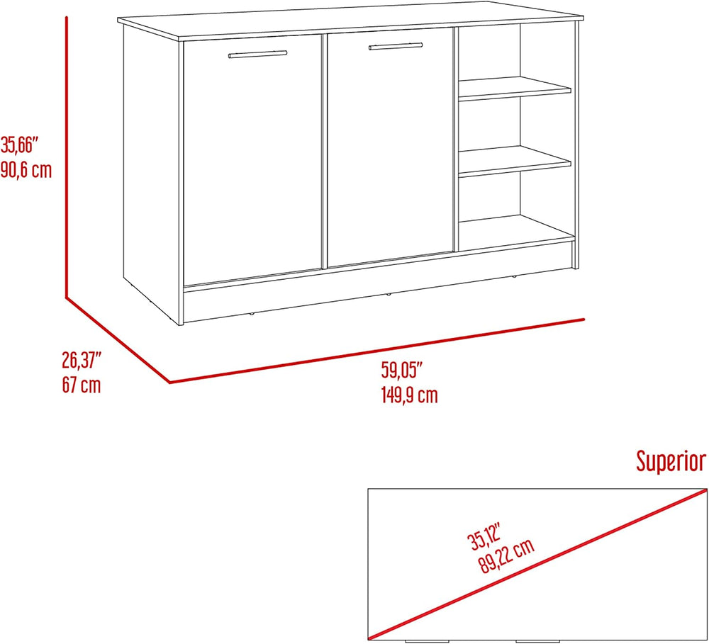 Ginger Kitchen Island with Spacious Prep Space