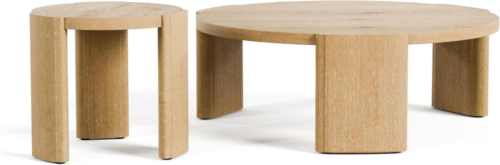 Furniture of America Carys Modern Solid Wood 2-Piece Coffee Table and End Tab...