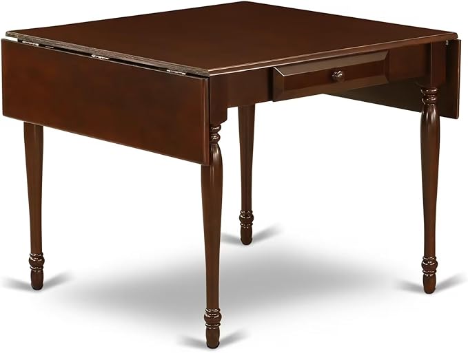 East West Furniture MZDA5-MAH-C 5 Piece Kitchen Table Set for 4 Includes a Rectangle Dining Table with Dropleaf and 4 Linen Fabric Dining Room Chairs, 36x54 Inch, Mahogany