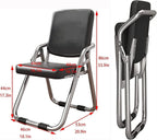 Portable Metal Foldable Chair with Padded Pu Leather Seat and Backrest Comfy Dining and Folding Stoo