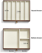 CHOSIN Black Walnut Wooden Jewelry Box for Women, 3-Layer Wood Jewelry Organizer with Glass Lid for Watches, Necklaces, Rings & Earrings Storage Christmas Gifts
