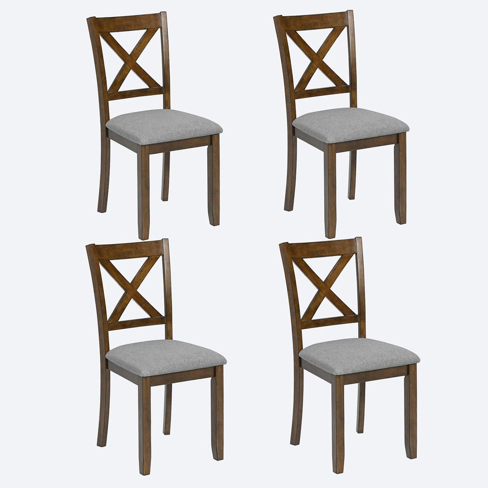 Ball & Cast Wood Frame Dining Chairs Set of 4, Modern Linen Upholstered K...