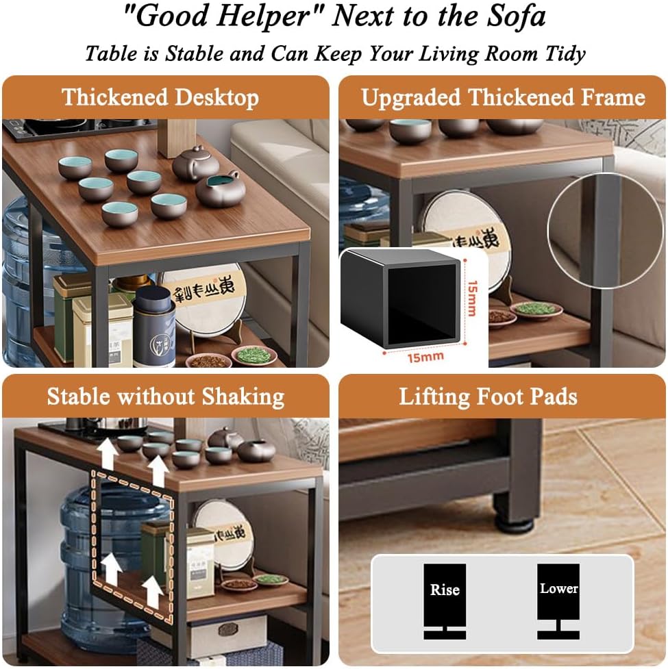 Side Table for Living Room,3 Tier End Table with Storage,Sofa Side Table for ...