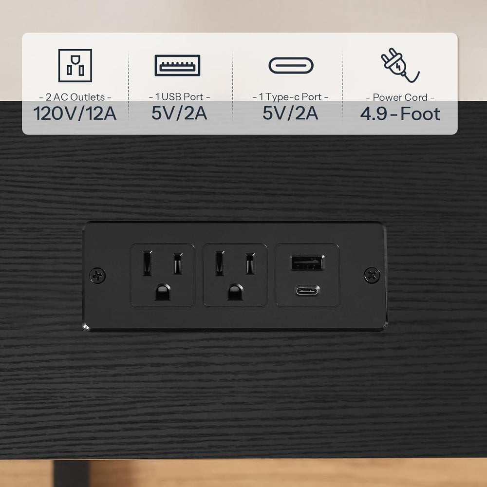 HOOBRO Narrow Console Table with Charging Station, Adjustable Height Sofa Tab...