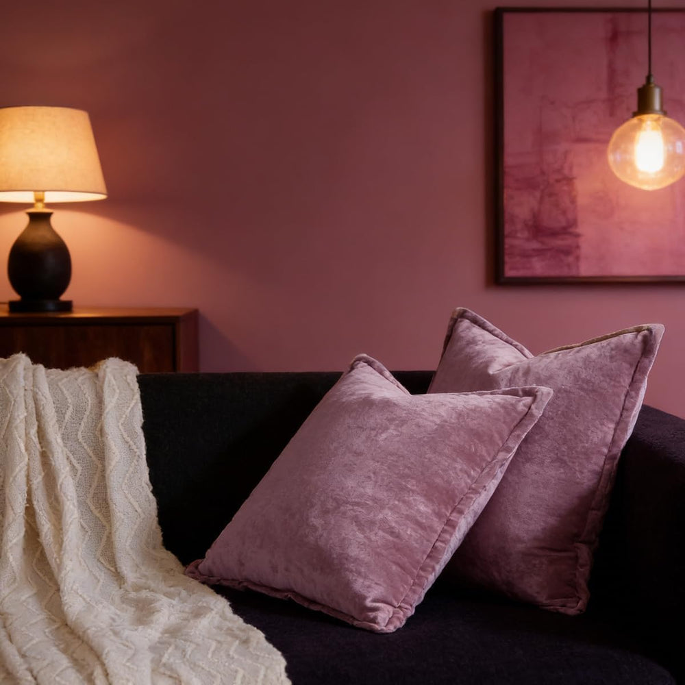 Luxurious Velvet Euro Shams Decorative Throw Pillow Covers 26x26 Set of 2 Sol...
