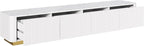 Ball & Cast Luxury Fluted TV Stand with 4 Drawers for TVs up to 85", Modern Media Console w/Faux Marble Tabletop and Gold Base, Curved Profile Design,Entertainment Center for Living Room,White